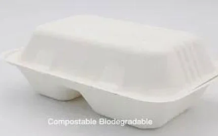サトウキビバガス使い捨て生分解性850ml 2コンプクラムシェルボックス
